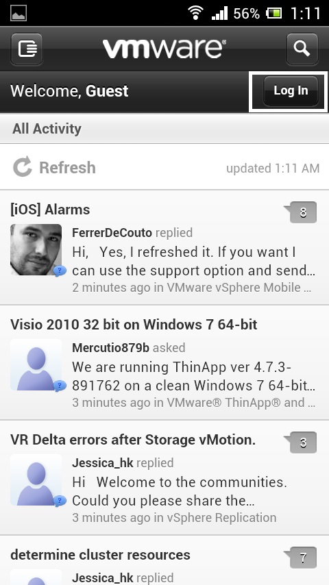 VMTN Community on Phone 8